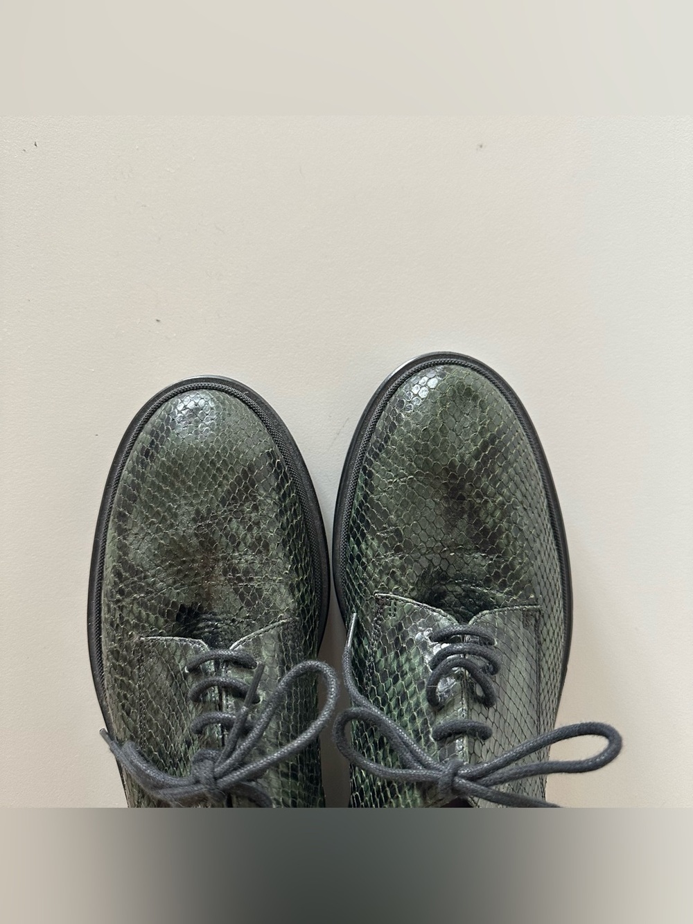 Dries Van Noten Green Snakeskin Python Derby Lug Sole Shoes 39 US 9 Avant Garde - Picture 6 of 8